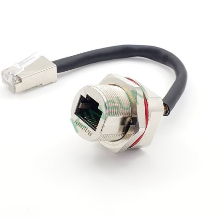 RJ45 جک آببندی فلزی_کابل دوشاخه RJ45